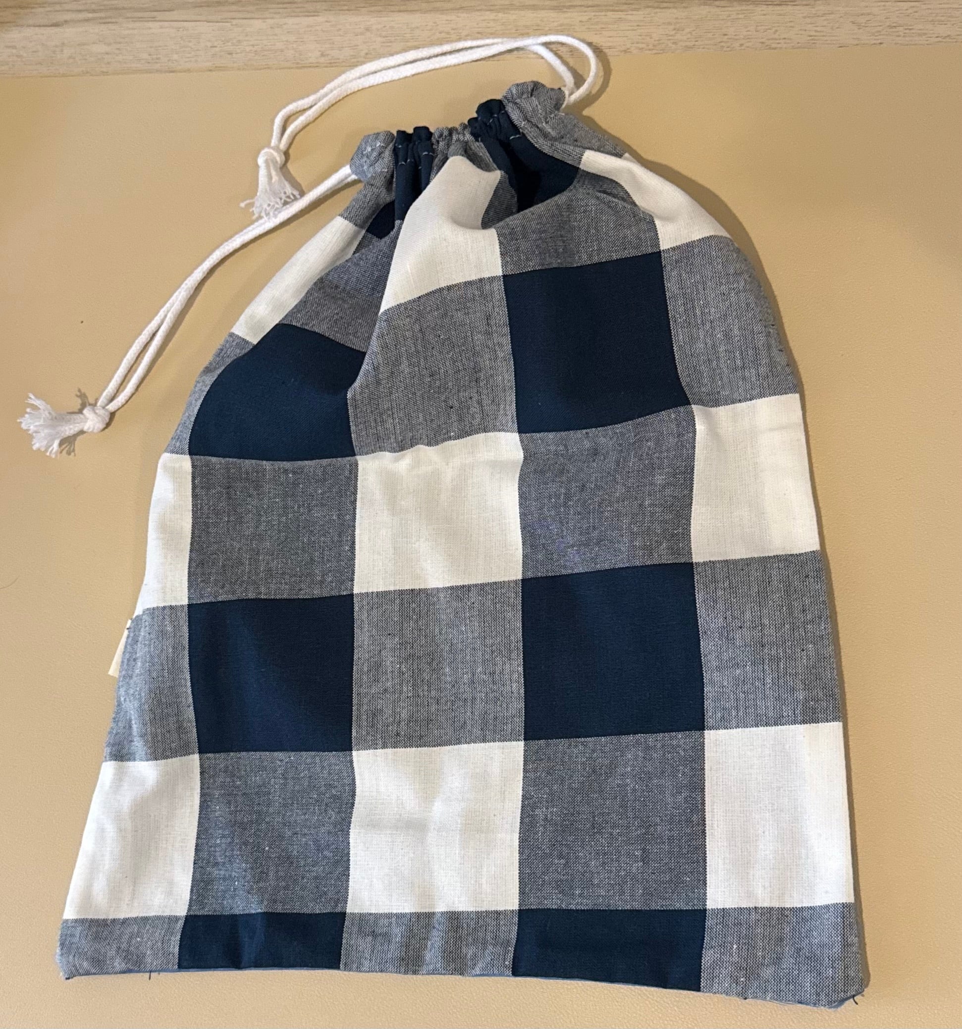 Bolsa vichy azul para muda o merienda (35cm x 27cm)