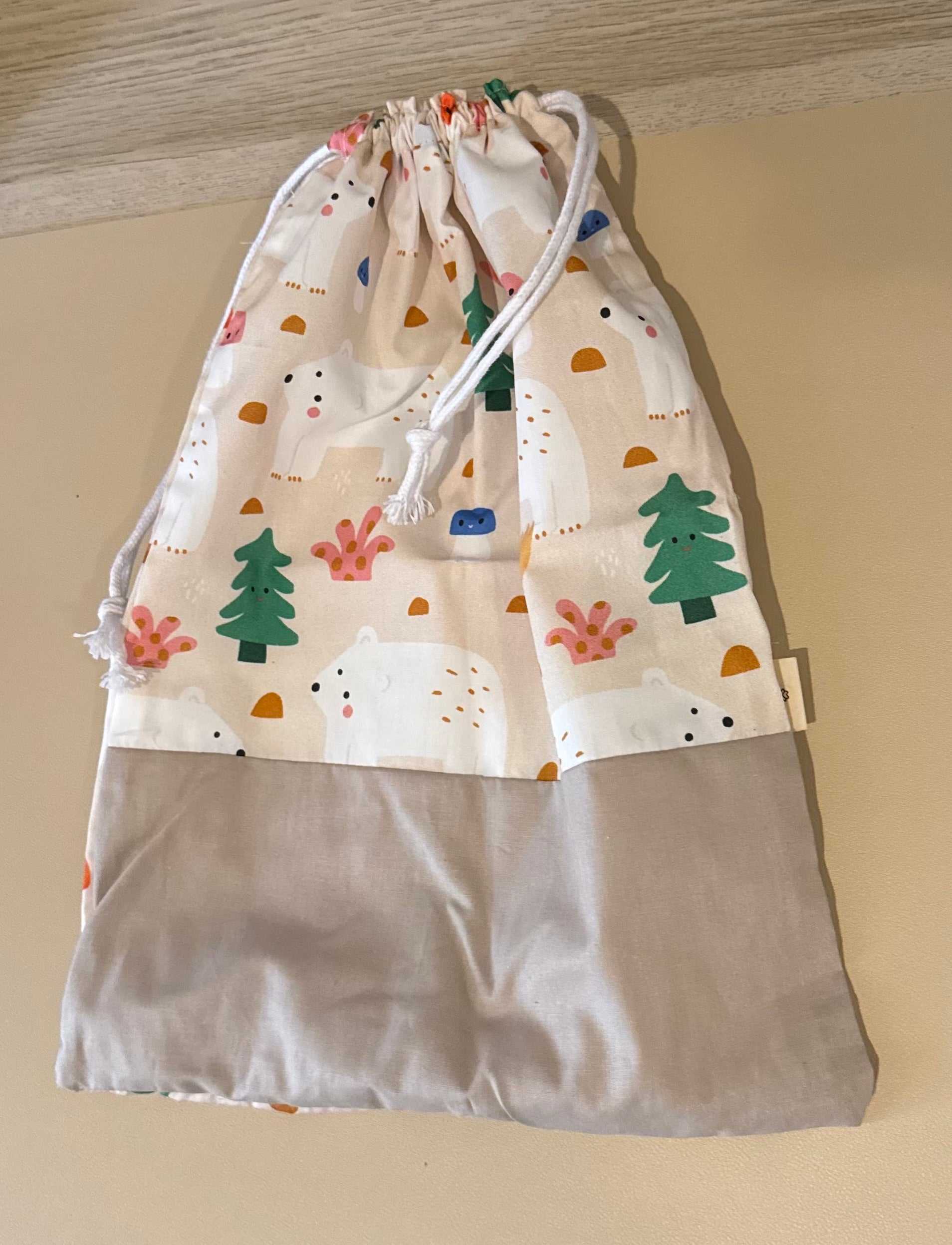 Bolsa beige para muda o merienda (35 x 27 cm)