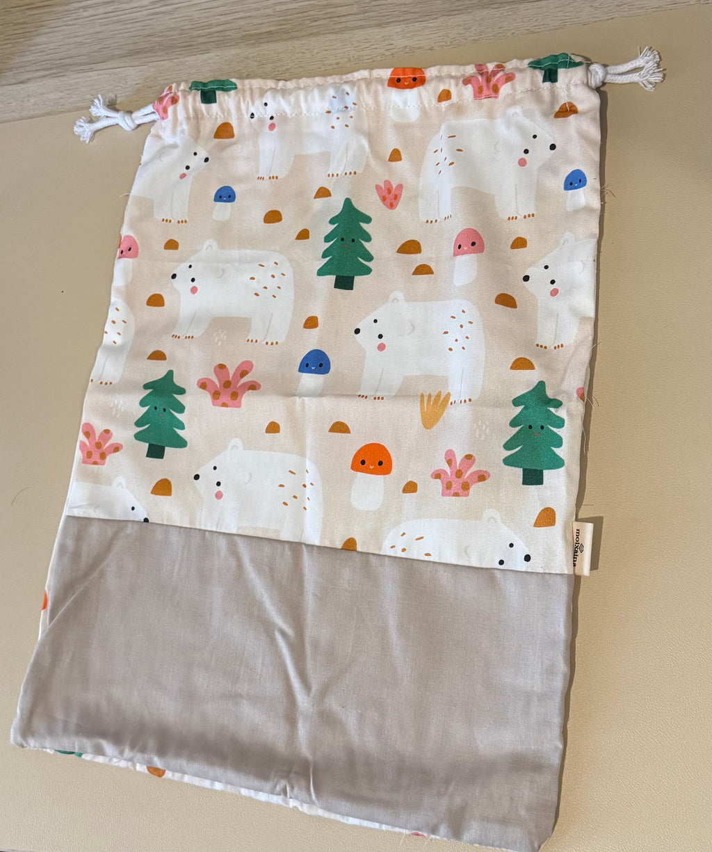 Bolsa beige para muda o merienda (35 x 27 cm)