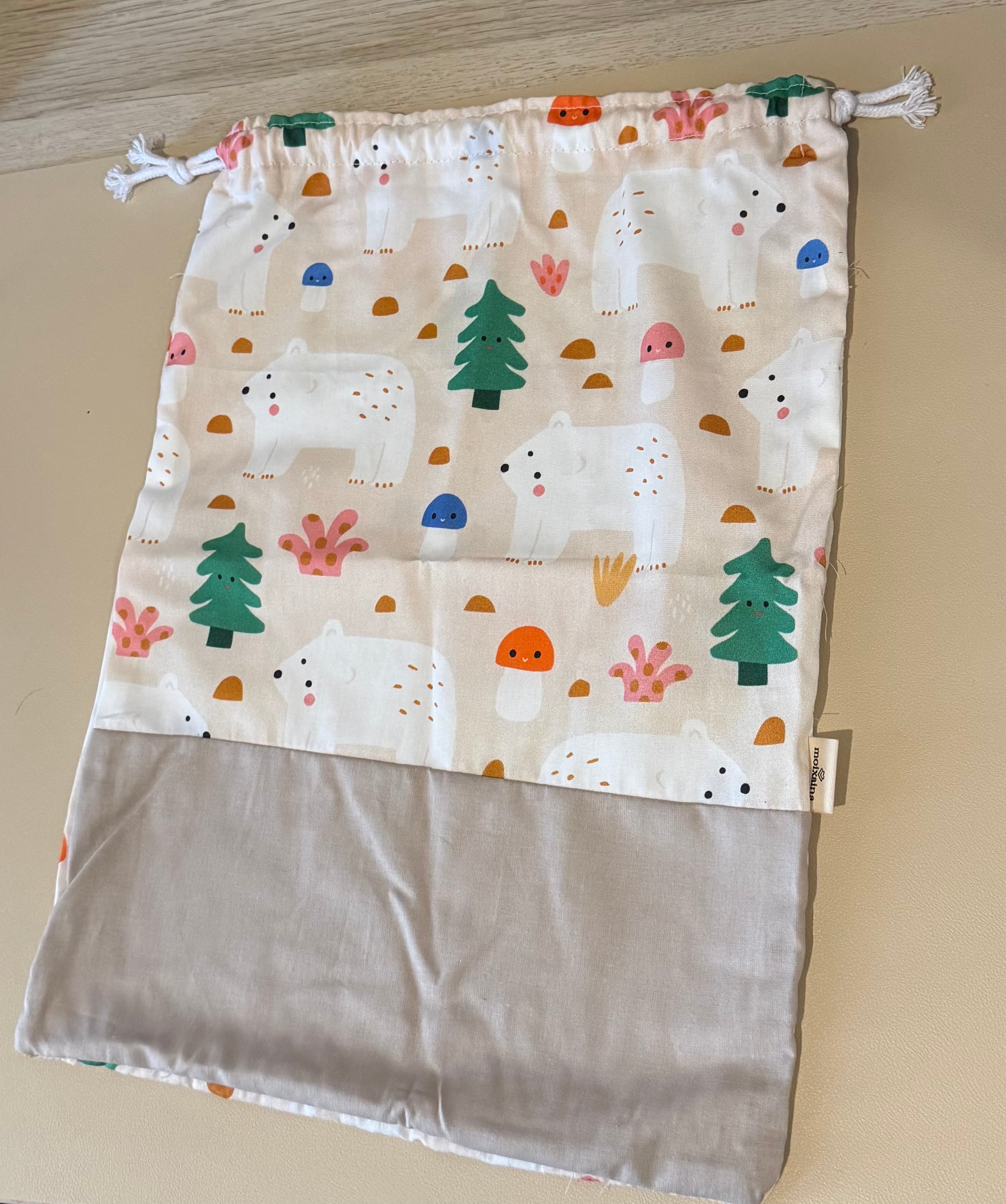 Bolsa beige para muda o merienda (35 x 27 cm)