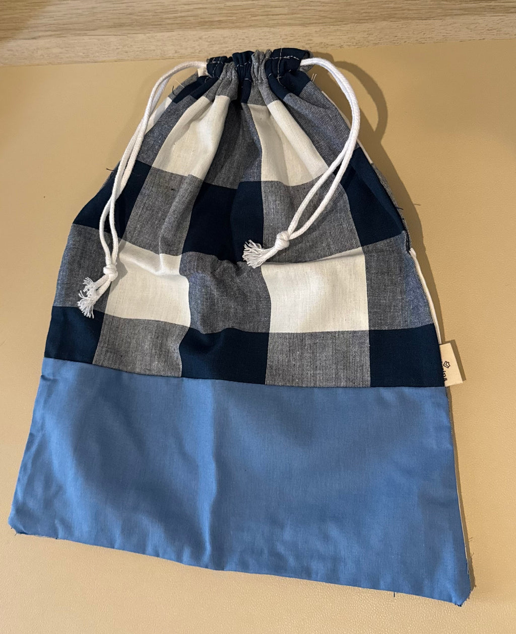 Bolsa vichy azul para muda o merienda (35cm x 27cm)