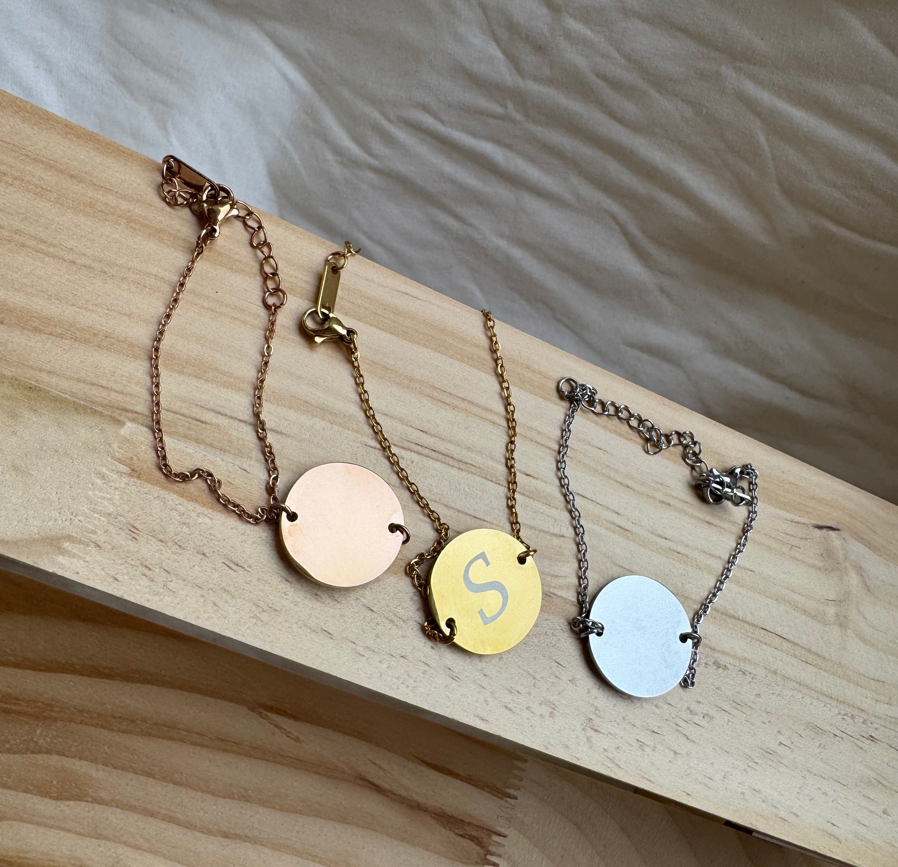 Pulsera placa redonda personalizada