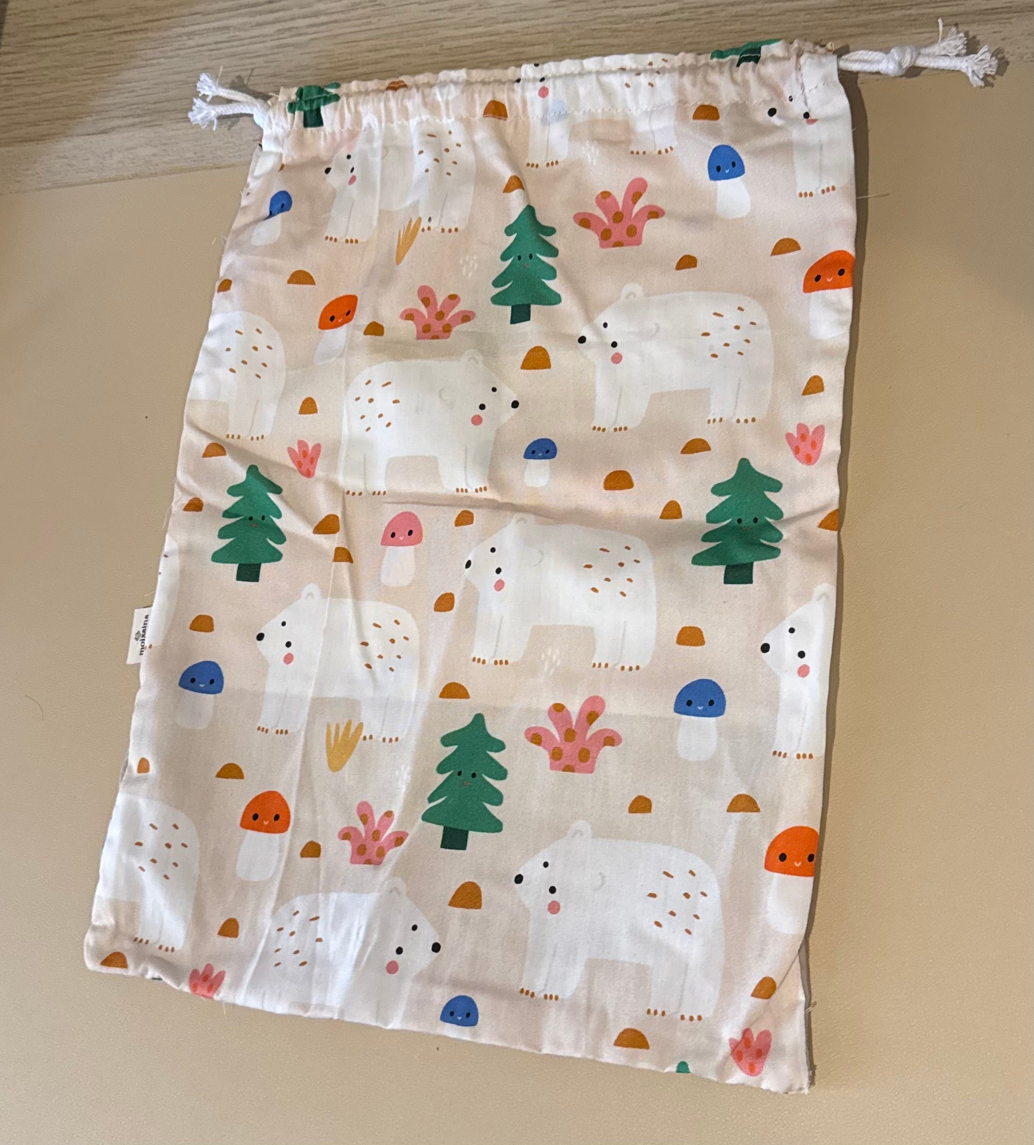Bolsa beige para muda o merienda (35 x 27 cm)