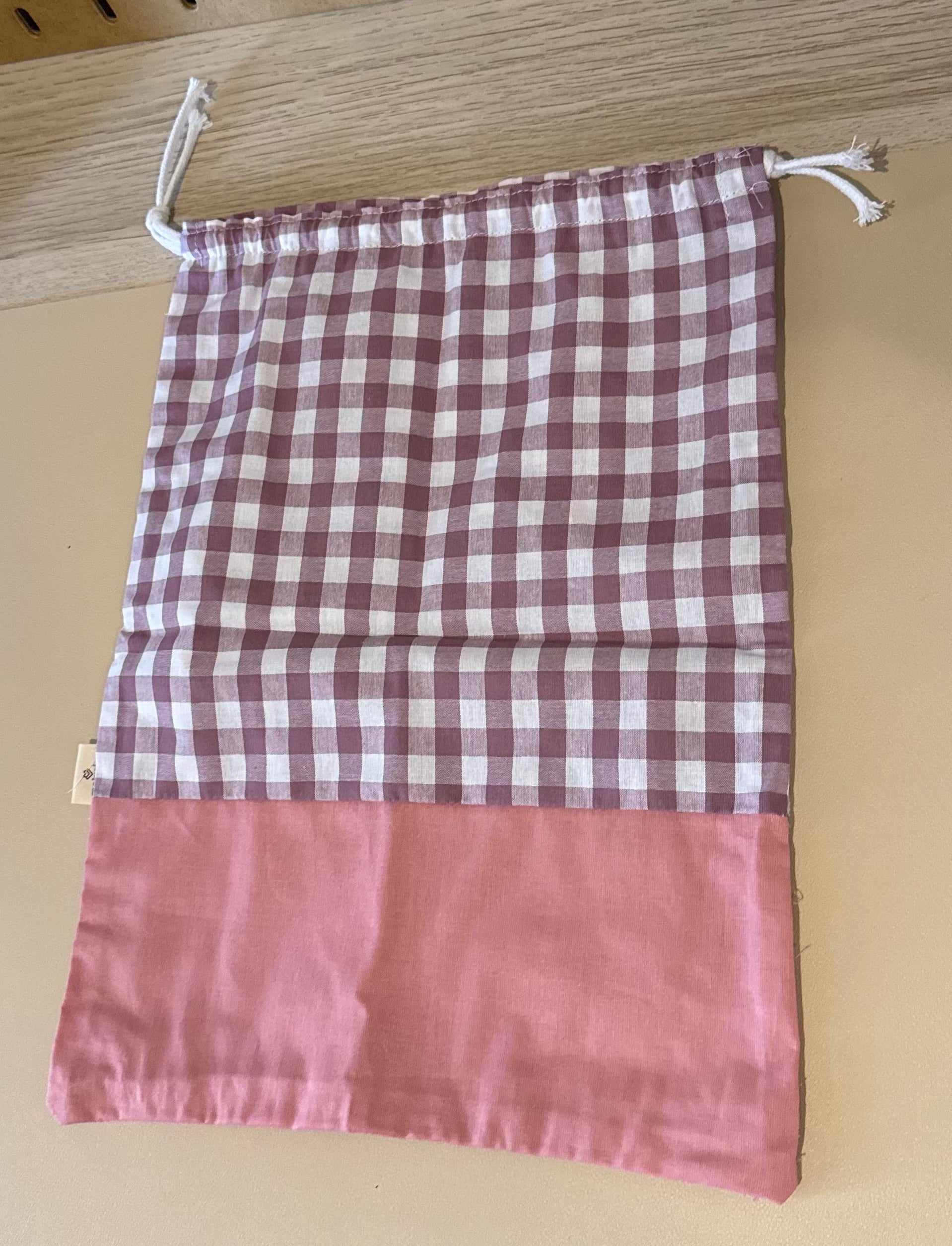 Bolsa vichy rosa para muda o merienda (35cm x 27 cm))